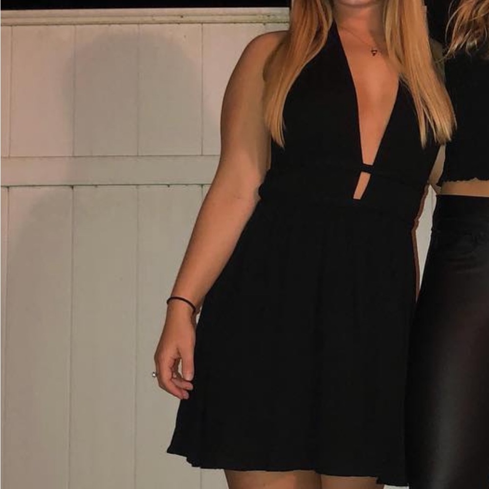 American Threads Halter and Open Back Little Black Dress